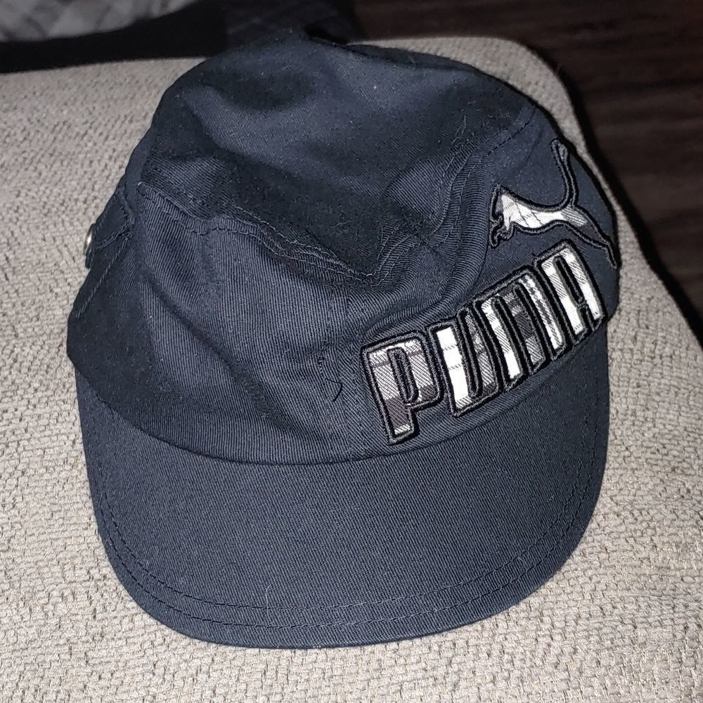 Puma black white cadet military style ladies hat NWOT
